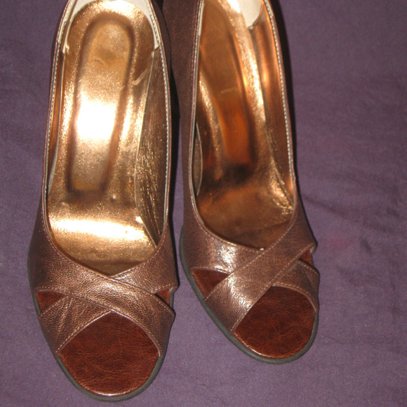 Designer Bronz Brown Open Toe Elegant Career Shoes - Picture 7 of 7
